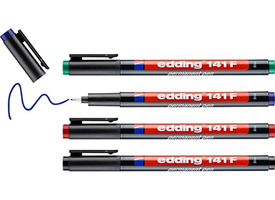 Edding 141 F/4s Permanent Pen Set Of 4 Colors,  0.6 mm
